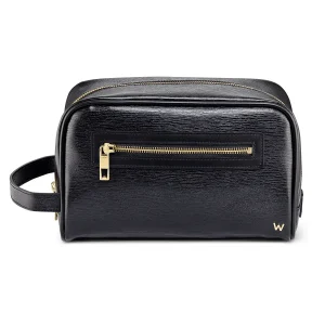 Wolf W Washbag Black Leather 774702