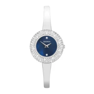 Sekonda Womens Crystal Blue Dial Watch Elegant Silver Bracelet