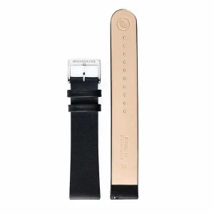 Mondaine Black Vegan Leather 20mm Watch Band FG3120.20Q.L