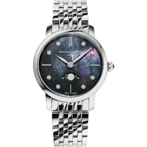 Frederique Constant Slimline Ladies Moonphase Black Mother Of Pearl FC-206MPBD1S6B