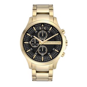 Armani Exchange Chronograph Gold Stainless Steel Black Dial Watch AX2137