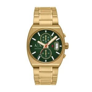 Armani Exchange Chronograph Gold Stainless Steel Green Dial Watch AX2822