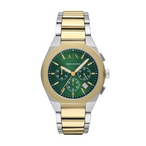 Armani Exchange Chronograph Two Tone Stainless Steel Green Dial Watch AX4184