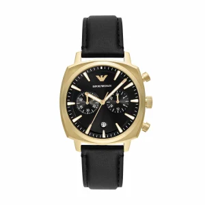 Armani Chronograph Black Leather Watch AR11690