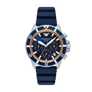 Armani World Explorer Solar Powered Chronograph Blue Silicone Watch AR11696