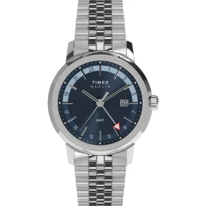 Timex Marlin Quartz Blue Dial 40mm GMT Stainless Steel Strap Watch TW2Y47600