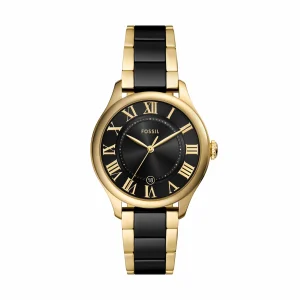 Fossil Gilmore Gold Tone and Black Ceramic Watch CE1132