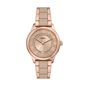 Fossil Gilmore Rose Gold Tone and Brown Ceramic Watch CE1133