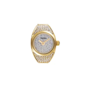 Fossil Gold Tone Stainless Steel Gold Dial Watch Ring ES5392