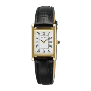 Seiko Ladies Classic Square Gold Case White Dial Watch SWR108P