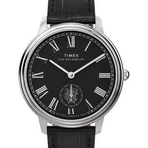Timex Waterbury Metropolitan Sub-Second 39mm Black Leather Band and Dial Watch TW2Y23200