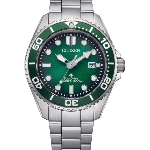 Citizen Promaster Marine Diver Green Dial Stainless Steel Watch BN0269-50W