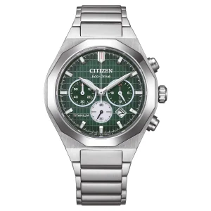 Citizen Super Titanium Zenshin Senkei Green Dial Stainless Steel Watch CA4691-59X