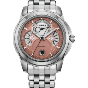 Citizen Calendrier Moonphase Pink Dial Stainless Steel Watch BU0080-52X
