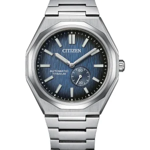 Citizen Zenshin Automatic Blue Dial Titanium Watch NK5020-58M