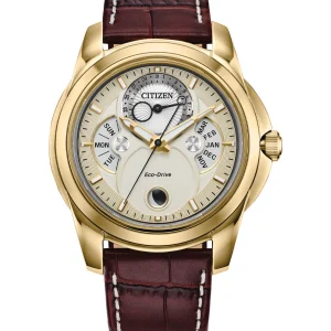 Citizen Calendrier Moonphase Beige Dial Brown Leather Watch BU0082-06P