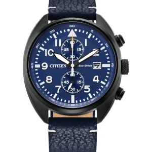 Citizen Chrono Eco-Drive Blue Dial Leather Strap Watch CA7048-08L