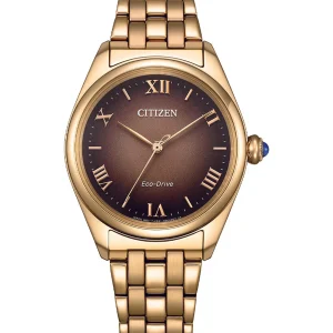 Citizen Eco-Drive Brown Dial Stainless Steel Watch EM1143-81Z