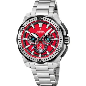 Festina Chrono Bike Red Dial Stainless Steel Strap Watch F20724/5