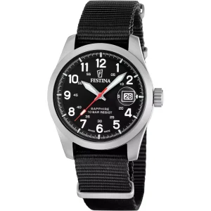 Festina Swiss Made Black Nylon Strap Watch f20082/3