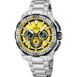 Festina Chrono Bike Yellow Dial Stainless Steel Strap Watch F20724/4