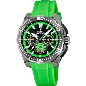 Festina Chrono Bike Green Rubber Strap Watch F20725/3