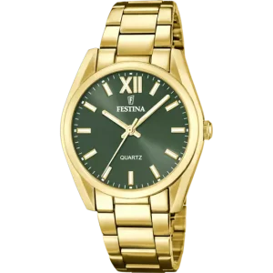 Festina Women's Elegance & Functionality Green Dial Watch with 316L Stainless Steel Strap F20640/4