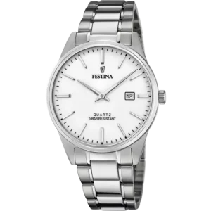 Elegant Festina F20511/2 Men's Classic Silver Steel Watch