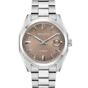 Bulova Surveyor Automatic Brown Dial Stainless Steel Mens Watch 96B470