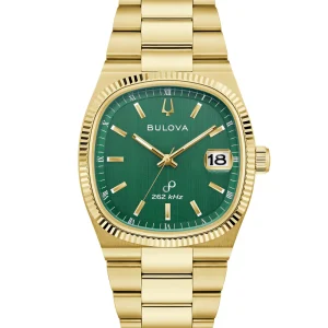Bulova Super Seville Green Dial Gold Stainless Steel Watch 97B237