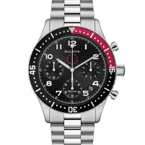 Bulova Marine Star Heritage Chronograph Black Dial Mens Watch 98B451