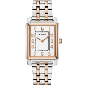 Bulova Sutton White Dial Two Toned Rose Gold Stainless Steel Watch 98L328