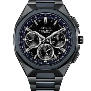 Citizen Attesa Satellite Wave GPS Black and Blue Titanium Watch CC4106-74E