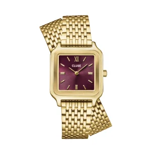 CLUSE Gracieuse Gold Stainless Steel Double Wrap Band Red Wine Dial CW11910
