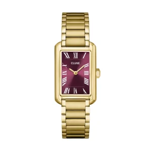 CLUSE Belisenna Wine Red Dial Gold Tone Stainless Steel Bracelet CW15004