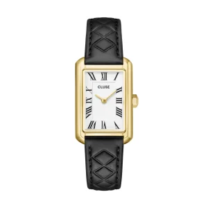 CLUSE Belisenna White Dial Gold Tone Black Leather Band CW15005