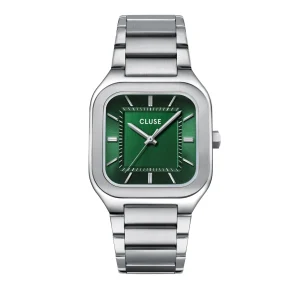 CLUSE Quadrus Square Green Dial Stainless Steel Link Watch CW25702