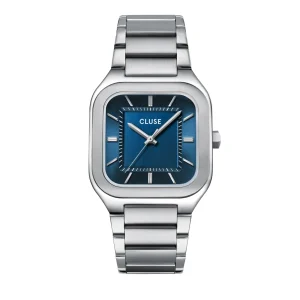 CLUSE Quadrus Square Blue Dial Stainless Steel Link Watch CW25701