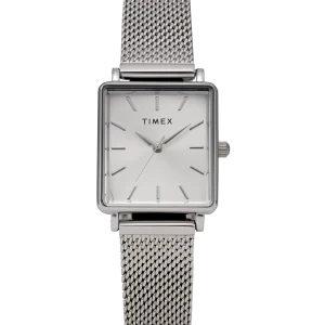 Timex Transcend Rectangular 22mm White Dial Stainless Steel Watch TW2Y26300