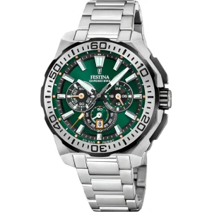 Festina Chrono Bike Green Dial Stainless Steel Strap Watch f20724/3