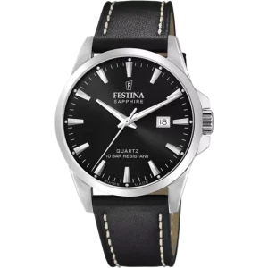 Festina Black Dial Black Leather Strap Men's Watch F20025/4