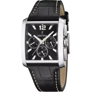 Festina Men's Sophisticated Timepiece with Black Dial and Leather Strap F20636/4