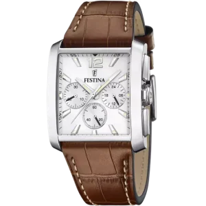 Festina Men's Premium Timepiece with Silver Dial and Brown Leather Strap - F20636/1