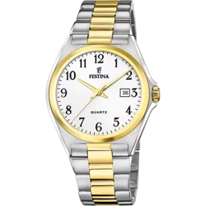 Elegant Festina F20554/1 Men's Watch with Classic White Dial and Sophisticated Stainless Steel Strap