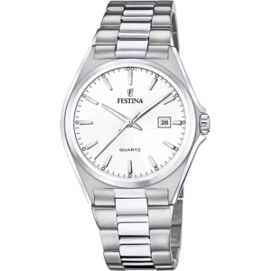 Festina Men's Elegant and Durable Classic Watch with White Steel Strap F20552/2