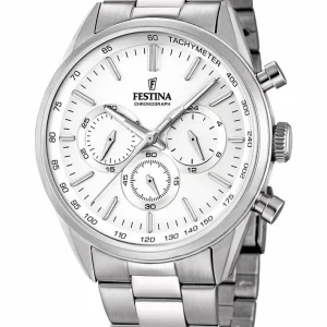 Festina Men's Stainless Steel Luminous Stopwatch with White Dial