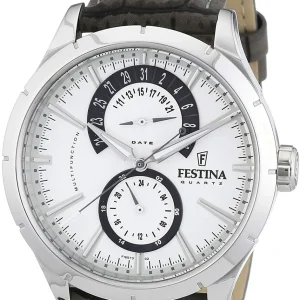 Festina Men's Quartz Watch with Luminous Features and Brown Leather Strap