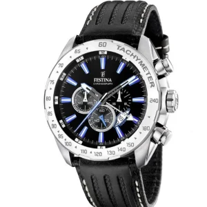 Sleek Festina Chrono Sport Quartz Men's Watch with Silver Stainless Steel Case and Black Rubber Strap