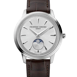 Frederique Constant Classics Moneta Moonphase Brown Band Silver Dial FC-206S3S6