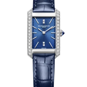 Baume and Mercier Hampton Diamond Watch Blue Alligator Strap 35mm